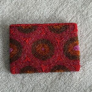 Elegant Beaded Clutch - Red and Gold